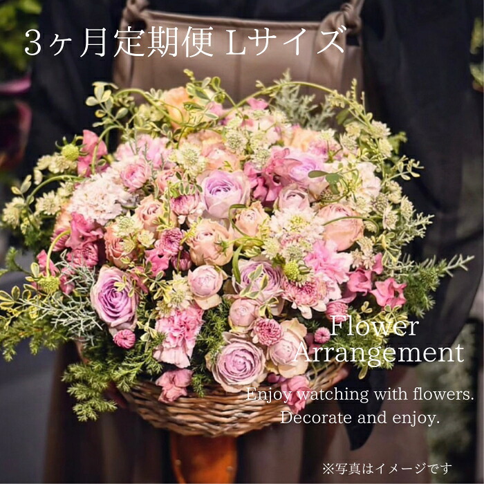 フラワーアレンジメントＬサイズ【3か月定期便】花  花束 ブーケ アレンジ プレゼント 贈り物 花のある生活 ドライフラワー 生花 お祝い 記念日 株式会社KACHA 奈良県 奈良市 なら