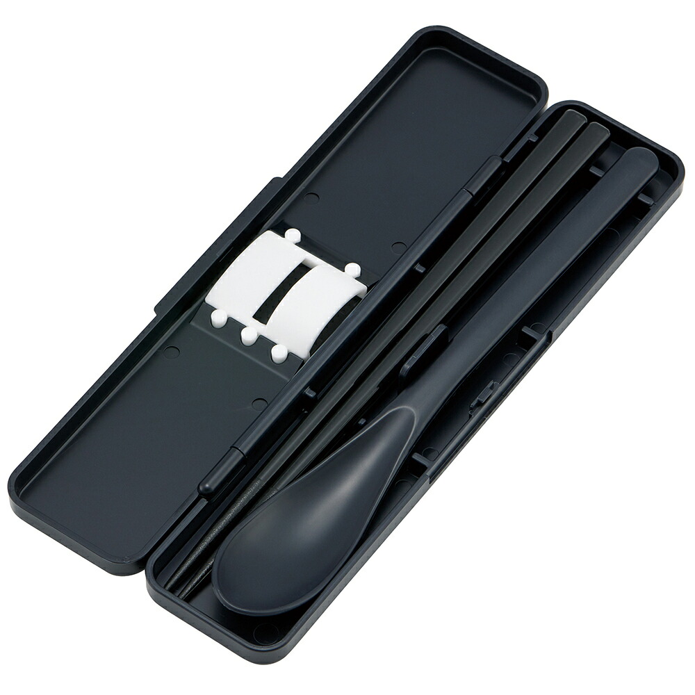 ランチ 箸 スプーン スタンド スマホスタンド付き 箸18cm ブラック お弁当 スケーター 716980  奈良県 奈良市 なら 2-015