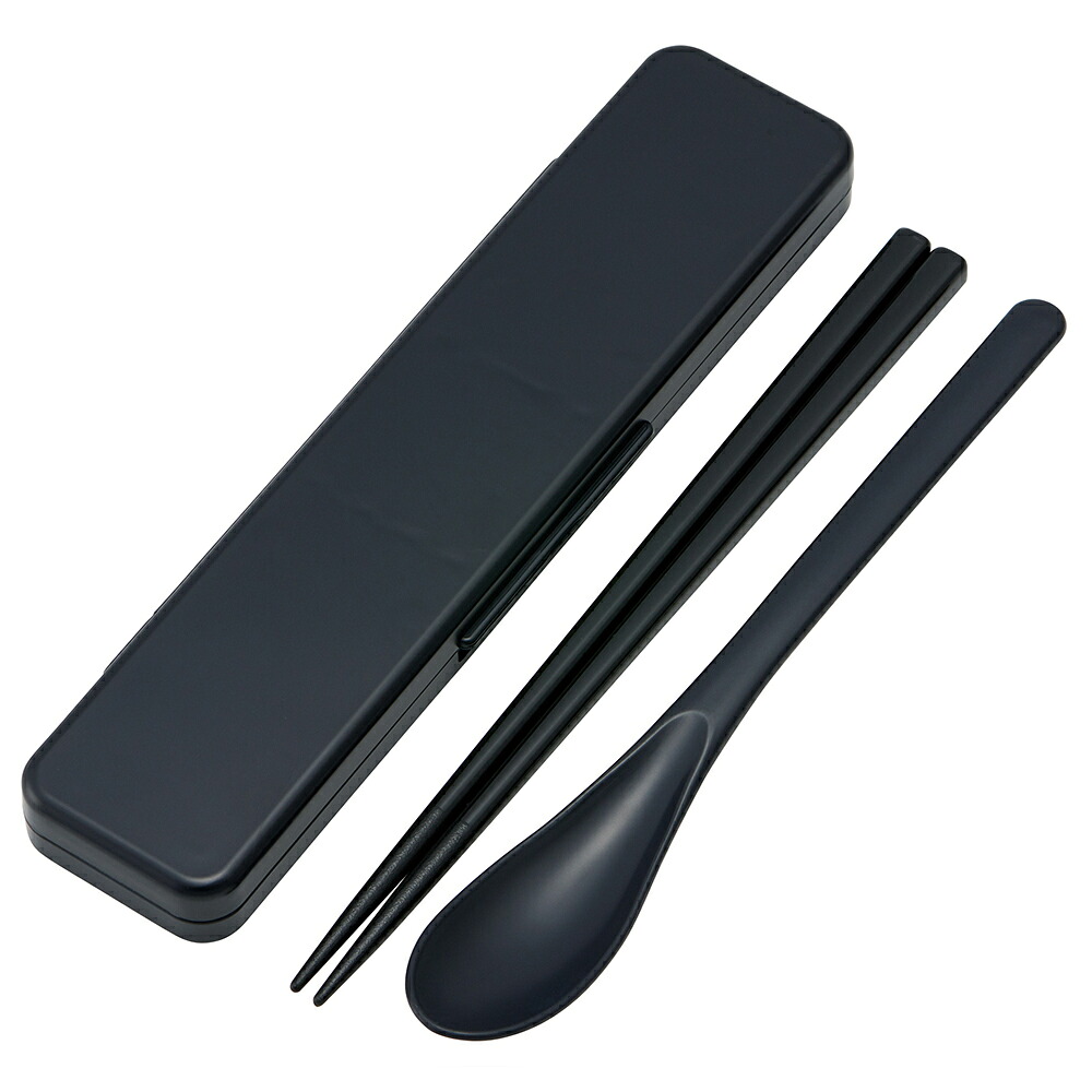 ランチ 箸 スプーン スタンド スマホスタンド付き 箸18cm ブラック お弁当 スケーター 716980  奈良県 奈良市 なら 2-015