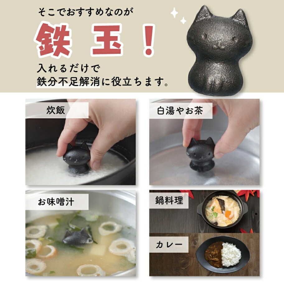 鉄玉 ねこっと 鉄分 補給 簡単 入れるだけ 料理 調理 グッズ キッチン グッズ キッチン用品 調理器具 調理用品 調理器具 日用品 家庭用品 ペーパーウェイト 人気 おすすめ プレゼント ギフト