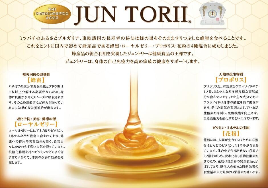 蜂蜜 ローヤルゼリー 『JUN TORII』(ジュントリー)600g 〈株式会社やまと蜂蜜〉 創業77年 老舗ハチミツ屋 やまと蜂蜜 健康 美容 天然 蜂蜜 ローヤルゼリー プロポリス 花粉 奈良