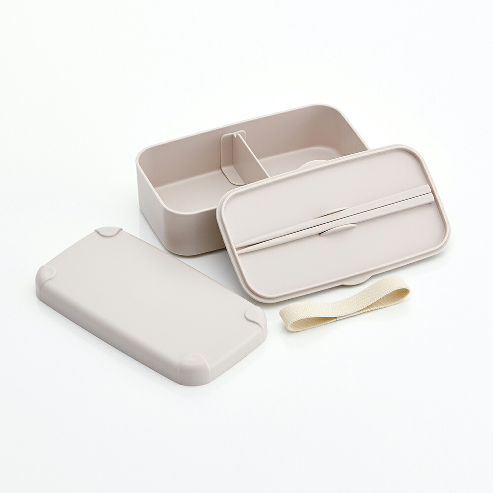 スケーター 弁当箱 スマホスタンド付き 600ml 1段 箸付き 仕切り 食洗機 レンジ 対応 日本製 skater PLB6SSH ベージュ 色 無地【ランチボックス スマホ スタンド ランチベルト