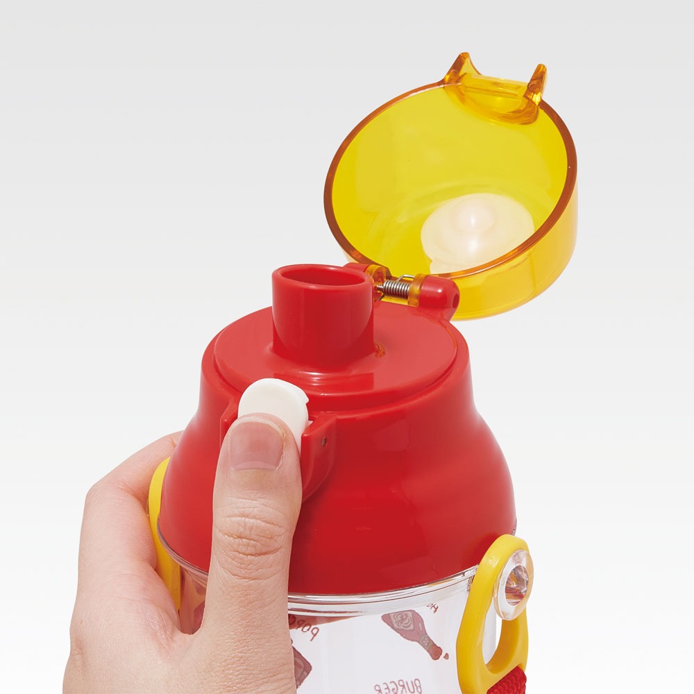 食洗機対応プラクリアボトル 480ml  バーガーフレンズ ＜スケーター skater＞PSB5TR_4973307673122 プラスチック 水筒 直飲み ダイレクト ショルダーベルト 肩紐付き