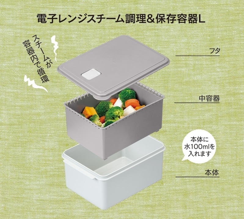 電子レンジ スチーム 調理 保存 容器 L チキン 野菜 魚 調理 簡単 ヘルシー スケーター skater UDY2ST 赤 レッド おしゃれ シンプル 蒸し 温野菜 便利 レンジ 調理 時短 調理