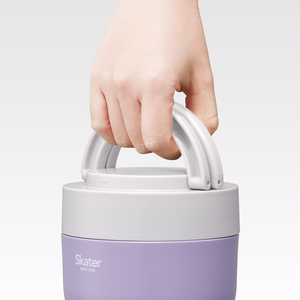 折りたたみハンドル付 保温ジャー ライラックグレー 容量 540ml 弁当箱 ランチボックス 抗菌 真空 保温 保冷 大容量 保温ジャー ランチジャー 二重構造 キッチングッズ 日用品 家庭用品