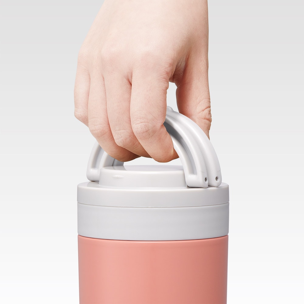 スープジャー デリカポット 容量 300ml テラコッタオレンジ 折りたたみ ハンドル付き スープジャー 弁当箱 ランチボックス 保温 保冷 抗菌 真空 保温ジャー ランチジャー キッチングッズ