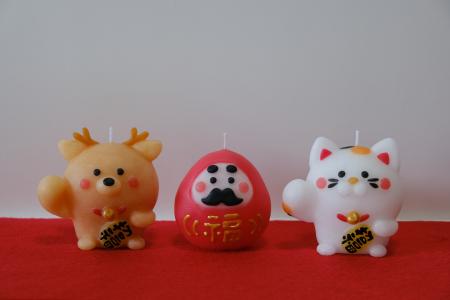 キャンドル(ろうそく) 〈福を呼ぶcandleセット〉 canata conata(カナタコナタ)幸福 しあわせ 福 招き猫 鹿 しか シカ だるま 蝋燭 奈良県 奈良市 なら 7-002