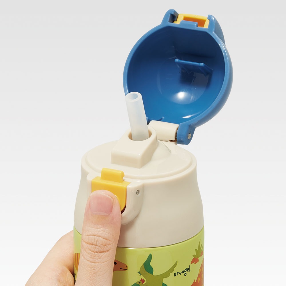 超軽量ワンプッシュステンボトル 360ml ディノサウルス　ピクチャ スケーター〈skater〉 水筒 ステンレスボトル ストローボトル 奈良県 奈良市 なら 9-109