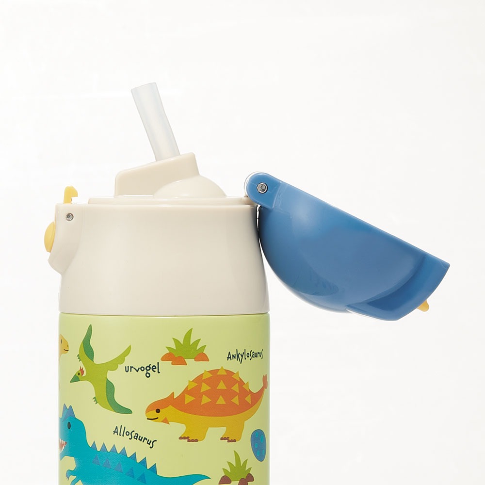 超軽量ワンプッシュステンボトル 360ml ディノサウルス　ピクチャ スケーター〈skater〉 水筒 ステンレスボトル ストローボトル 奈良県 奈良市 なら 9-109