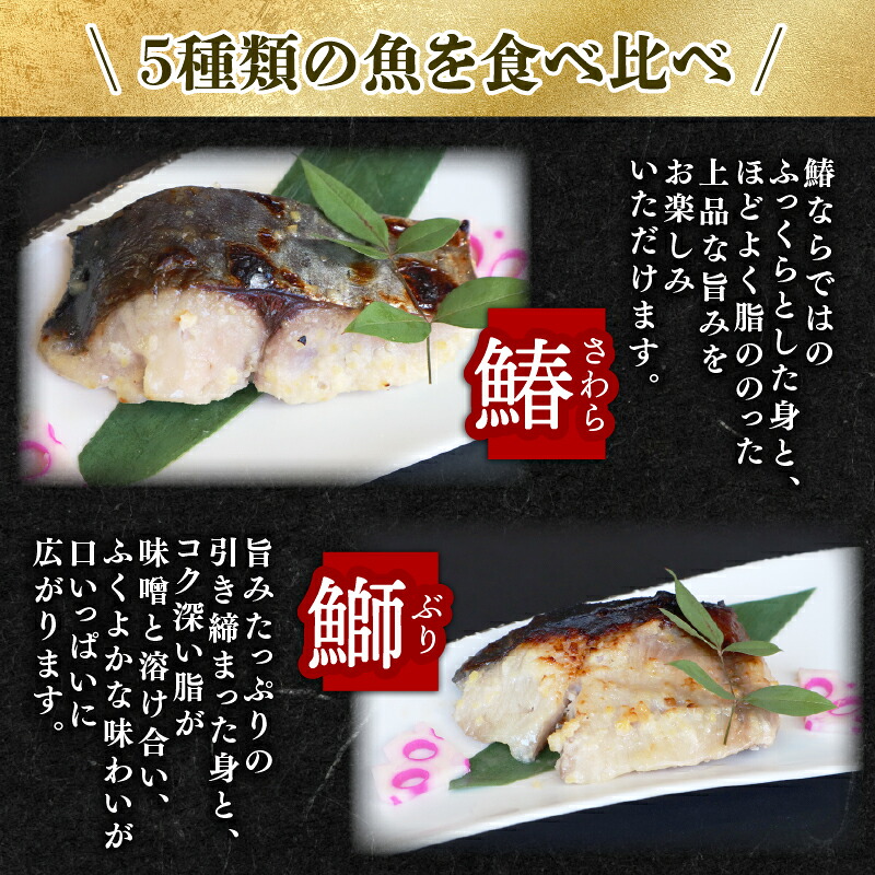 西京漬け 5種 鰆 鰤 銀鱈 銀鮭 鯛 ×2 西京焼き 魚 切り身 詰め合わせ 銀だら さわら ブリ 鮭 銀タラ ギフトセット 味噌漬け 海の幸 食べ比べ 冷凍 ご飯のおとも 返礼品 寄付 ギフト
