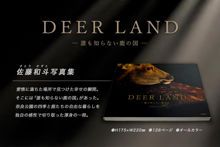 奈良の鹿 写真集「DEER LAND 誰も知らない鹿の国」佐藤和斗 シカ しか 奈良公園 奈良県 奈良市 I-192