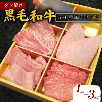 【選べる容量】 タレ漬け 黒毛和牛 5~6種 焼肉セット 1kg 2kg 3kg 黒毛和牛 冷凍 牛 味付け肉 牛 牛肉 お肉 肉 赤身 A5ランク たれ漬け 焼肉 厳選 精肉店 惣菜 おかず 霜降り