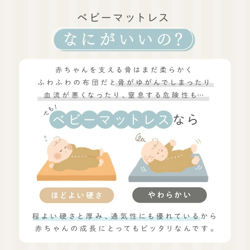 ベビーベッド マットレス 【サイズ・カラー選択可】29000円~35000円〈 ライズクリエイション アットライズ 〉 洗える ベビー マットレス 60x90cm 70x120cm 敷布団 軽い