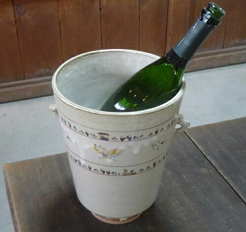 奈良絵シャンパンクーラー 赤膚焼窯元 大塩昭山 赤膚焼き伝統工芸 陶器 シャンパン クーラー 奈良市 ako008