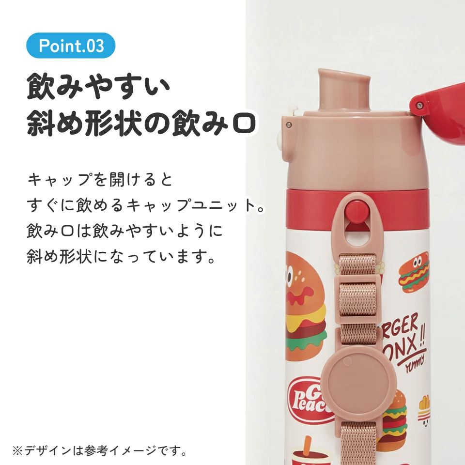 直飲み ダイレクト ステンレスボトル 470ml SDC4 バーガーコンクス 【幼稚園 キャラクター ワンタッチ こども 保冷 ショルダーベルト付き 子ども】 スケーター 725623 奈良県 奈良市