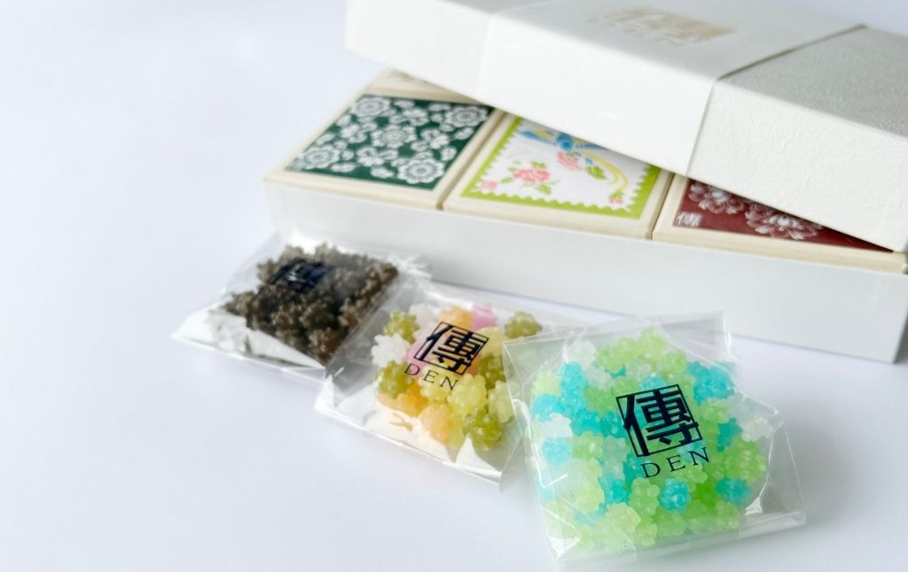 奈良こんふぇいと6個セット【天平柄】 (大和ほうじ茶・大和煎茶・いろは・御門米飴・ラムネ・ひだまり) 砂糖菓子 砂糖 金平糖 こんぺいとう 伝統菓子 和菓子 飴 セット 株式会社砂糖傳 増尾商店