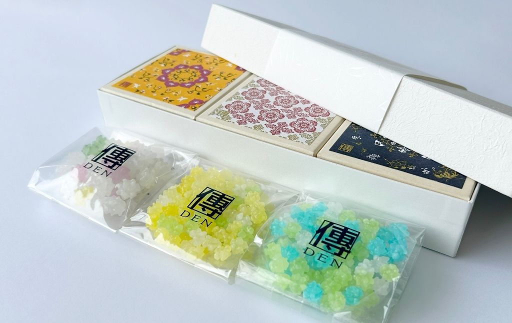 奈良こんふぇいとギフトBOX3個入り【天平柄】(ナチュラル味、ひだまり味、ラムネ味) 砂糖菓子 砂糖 金平糖 こんぺいとう 伝統菓子 和菓子 飴 セット 株式会社砂糖傳 増尾商店 奈良県 奈良市