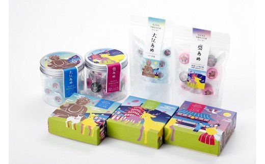 あめ 『ならこばこ』 大仏あめ・鹿あめ 7点セット 飴(ソーダ味 抹茶味 いちご味) ギフト 組み飴 奈良県 奈良市 U-37