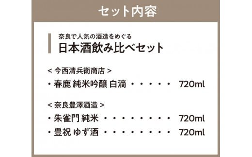 日本酒 春鹿 朱雀門  人気の日本酒飲み比べセット 今西清兵衛商店 奈良豊澤酒造 純米吟醸 淡麗辛口 16-038