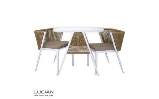 【 ガーデンチェア】LUCIAN　アルミテーブルガーデン3点セット　ホワイト ／ガーデンファニチャー 屋外用 テラス ベランダ バルコニー アウトドア ホワイト 軽量 丈夫 コンパクト 【cstk0028】
