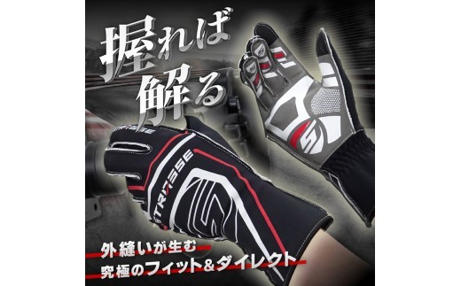 STRASSE レーシンググローブ アウトステッチ ホワイト ／ コスティック シリコン 滑り止め加工 衝撃吸収パッド タッチパネル対応 伸縮性 通気性【cstk0032】