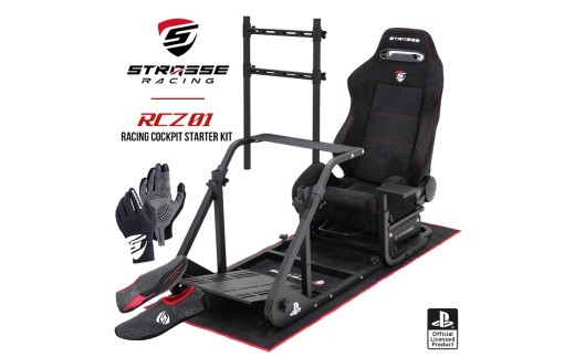 STRASSE RCZ01 レーシングコックピット スターターキット[シート/フロアマット/モニターベース/グローブ/シューズ付]／ハンコンスタンド ドライビングシミュレーター 【cstk0025】