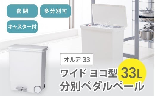 オルア33ワイド　横型　分別ペダル　ペール　LBD-12／ライクイット　like-it　 オシャレ　ゴミ箱　日本製【like003A】