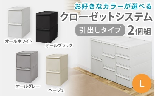 クローゼットシステム 引出しタイプL　2個組　CS-D3 2P (5色からお好きなカラーが選べる) ／ オールホワイト オールブラック オールグレー ベージュ  収納 ライクイット【like101】