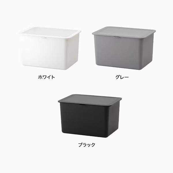 フタ付きストックケース 米びつ　LBK-51 (3色からお好きなカラーが選べる) ／ ホワイト グレー ブラック キッチン用品 ストックケース 米びつ お米ストック 【like105-oya】