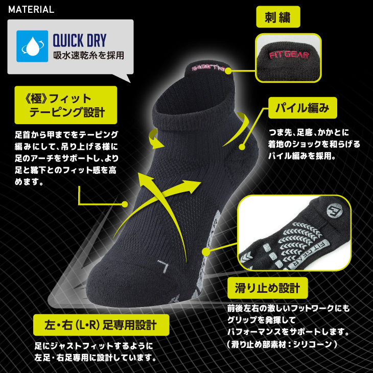 FITGEAR 極フィット&快フィット ソックスタイプ 2足組 22-25cm レディース / 婦人 靴下 ソックス ブラック ホワイト スポーツ 奈良県 葛城市【mika044】
