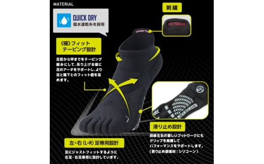 FITGEAR 極フィット&快フィット 5本指タイプ 2足組 22-25cm レディース / 婦人 靴下 ソックス ブラック ホワイト スポーツ 奈良県 葛城市【mika046】