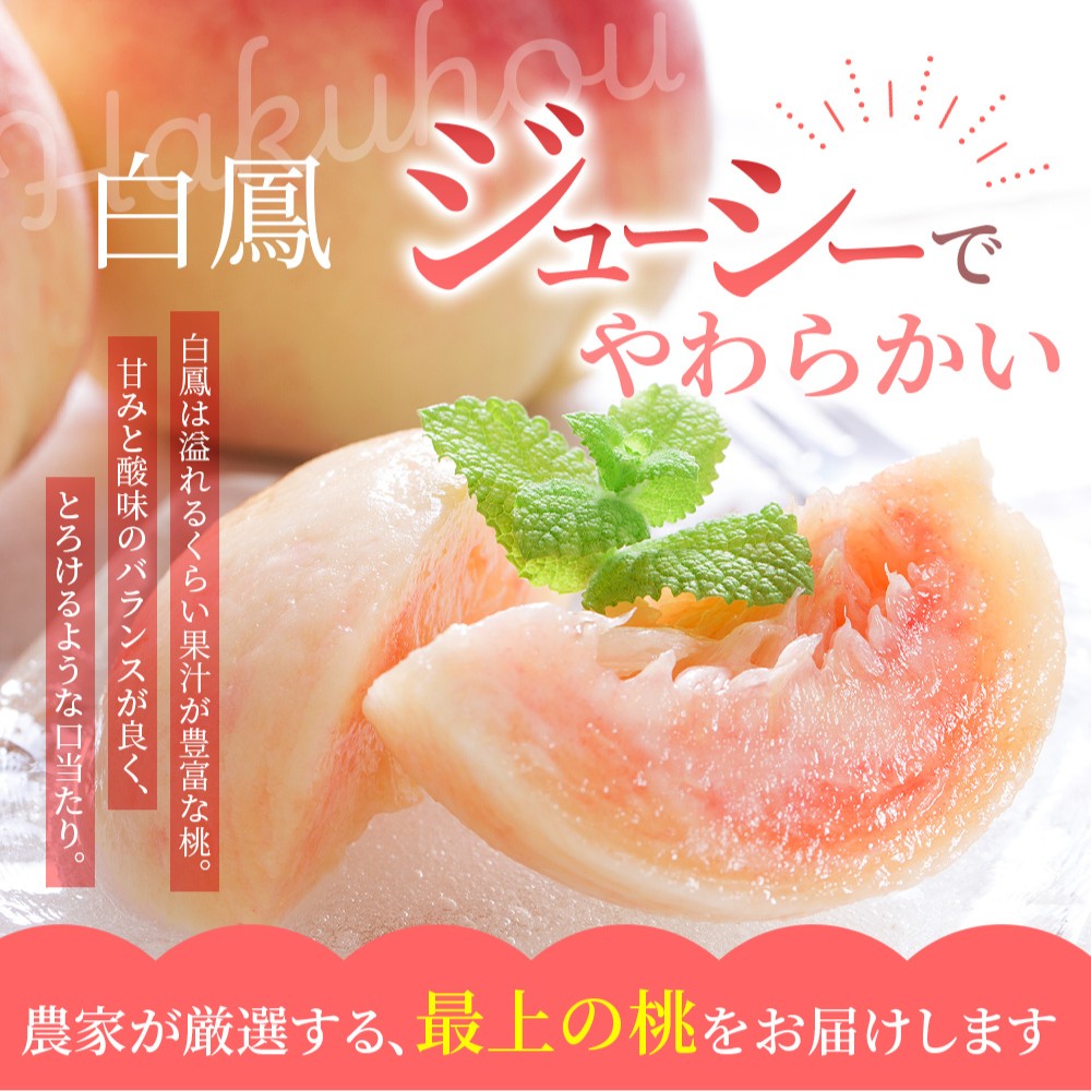 【容量が選べる】白鳳 特秀品 【3玉 or 約2kg（6個～9個）】 【2026年6月末頃～7月末頃に順次発送】【kgr010】【kgr009B】
