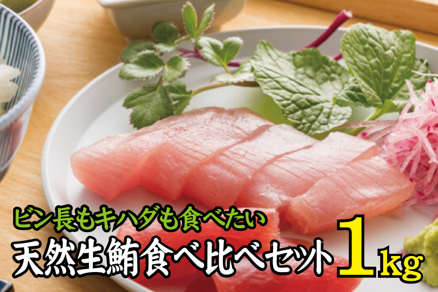 天然生まぐろ食べ比べセット 1kg キハダ もしくはメバチ +びん長まぐろのセット