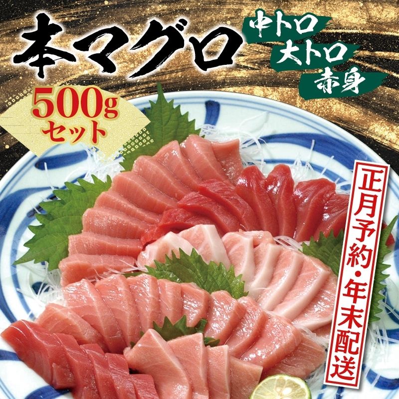 【年末発送・1ヶ月以内に発送】本マグロ（養殖）トロ＆赤身セット 500g 【配達日指定不可】まぐろ マグロ 鮪 中トロ 赤身 柵【nks110D】