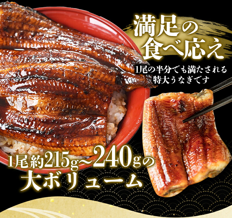 うなぎ蒲焼 2尾 / 4尾 （タレ・山椒付き） 1尾で約215g～240gのビッグサイズ 鰻 うなぎ うなぎの蒲焼 炭火焼き 炭火 中国産【nks700B-nks702B】