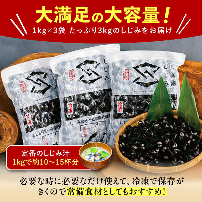 地元でも入手困難なレアサイズ！ Lサイズ 宍道湖産ヤマトシジミ(冷凍砂抜き済み)1kg×3袋(3kg)島根県松江市/宍道湖漁業協同組合 [ALAZ002]