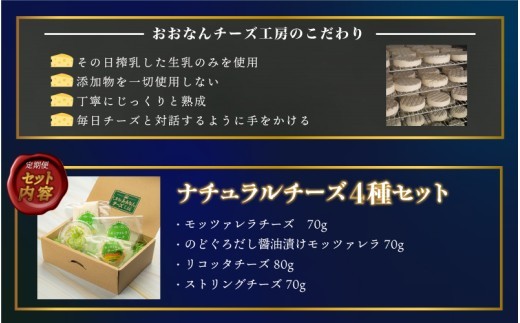 【定期便】工房オリジナルチーズ 4種セット　全3回（3ヶ月に1回）