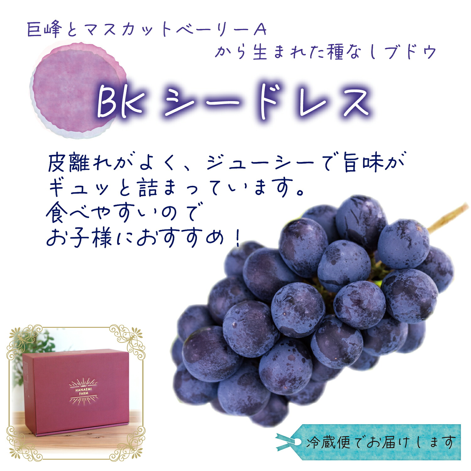 【 2026年 先行予約 】 岡山 BKシードレス 贈答用 2kg（3～4房） 花笑み農園 | ぶどう ブドウ 種無しぶどう 国産 果物 くだもの 葡萄 フルーツ 2キロ 甘い 【hana038-02】