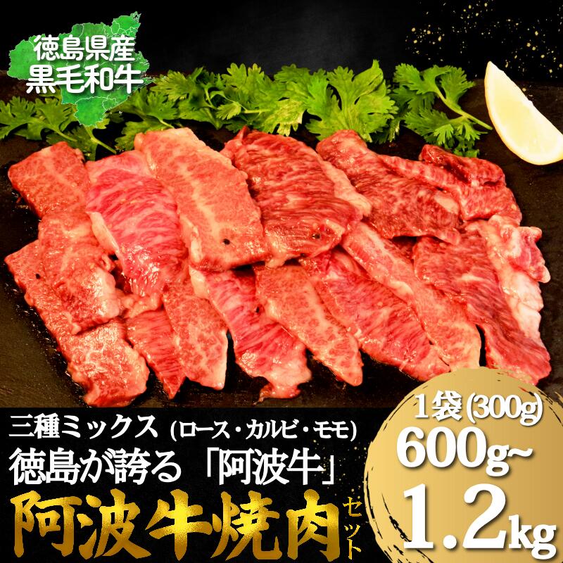 阿波牛 焼肉ミックス ロース カルビ モモ 醤油ダレ 600g