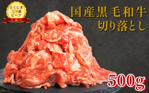 切り落とし 500g 国産 黒毛和牛 とくしま三ツ星ビーフ 徳島県産 ブランド 和牛 牛肉 ふるさと納税 焼肉 炒め物 煮込み 焼き すき焼き 煮物 カレー 料理 使いやすい 時短  お祝い ギフト