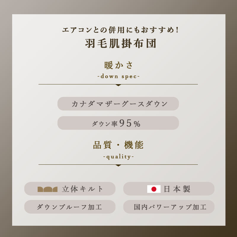 掛け布団 2色（ピンク/ブルー） カナダマザーグース95% 0.5kg入り 羽毛肌掛け布団 キングロング 夏掛け布団 布団カバー 布団干し 羽毛布団