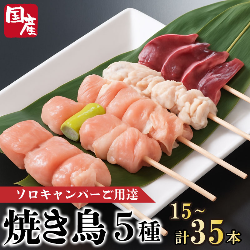 国産 焼き鳥 5種 セット 選べる本数 15本 25本 35本 もも 皮 砂ぎも ねぎま 鶏肉 とりにく チキン 惣菜 おかず おつまみ 晩酌 ビール ハイボール 日本酒 BBQ アウトドア キャンプ