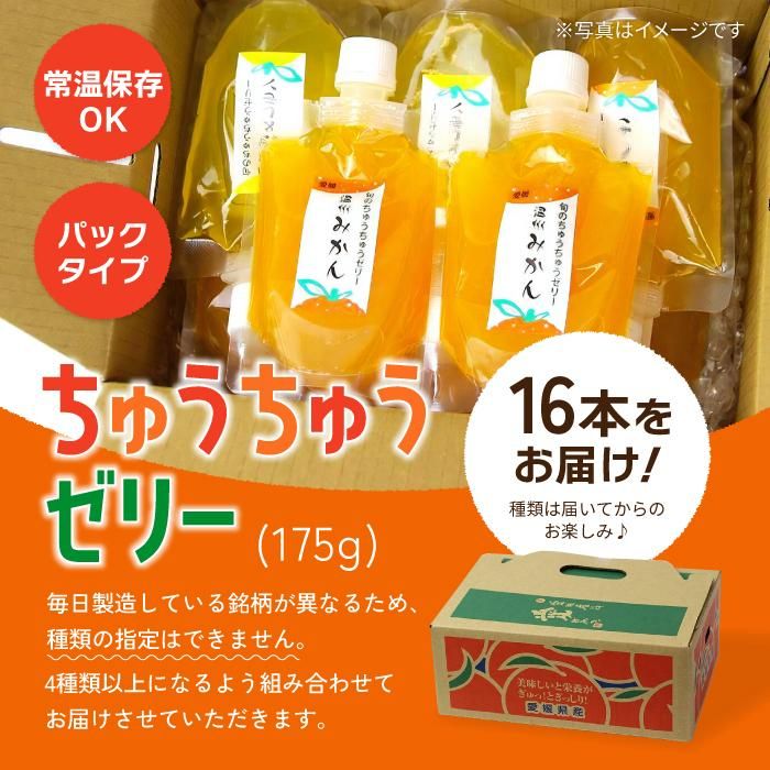 175g×16本 ちゅうちゅうゼリー セット｜みかん 柑橘 フルーツゼリー 愛媛県産 果汁ゼリー デザート スイーツ 詰め合わせ シャーベット 常温保存OK ギフト プレゼント お歳暮 内祝い 人気