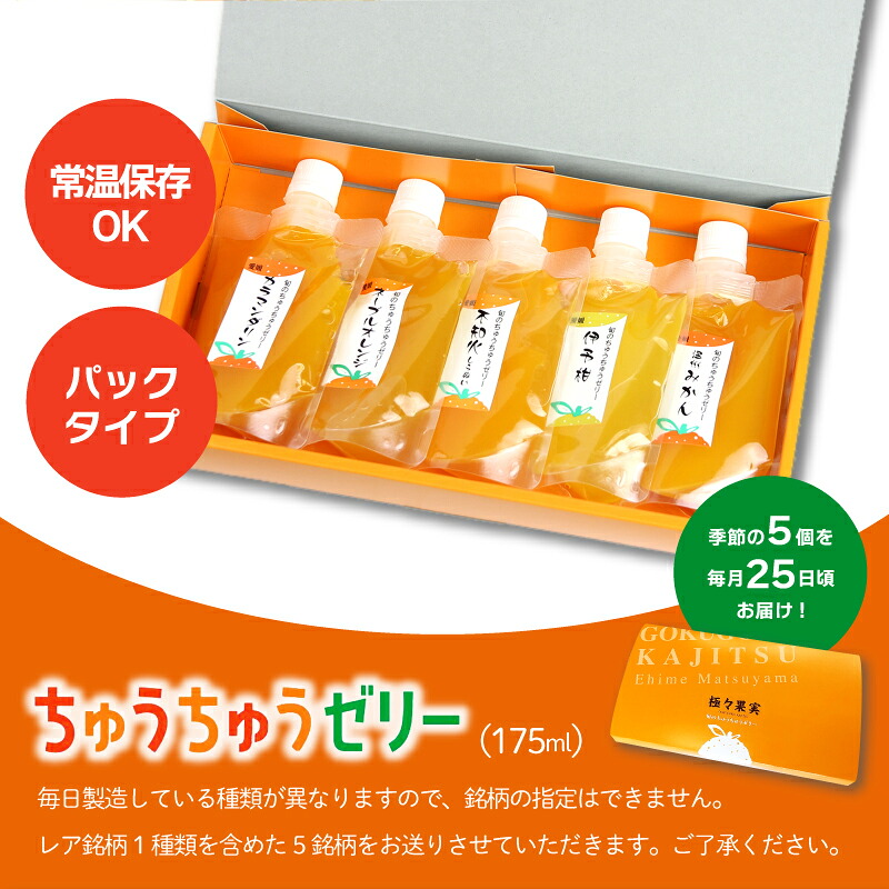 【大人気】 ちゅうちゅうゼリー 定期便 5個×12回 果汁ゼリー 柑橘 ゼリー みかん 果物ゼリー スイーツ 愛媛県 松山市 松山おすすめ 定期便 果物 頒布会 ゼリー ちゅちゅうゼリー 定期便