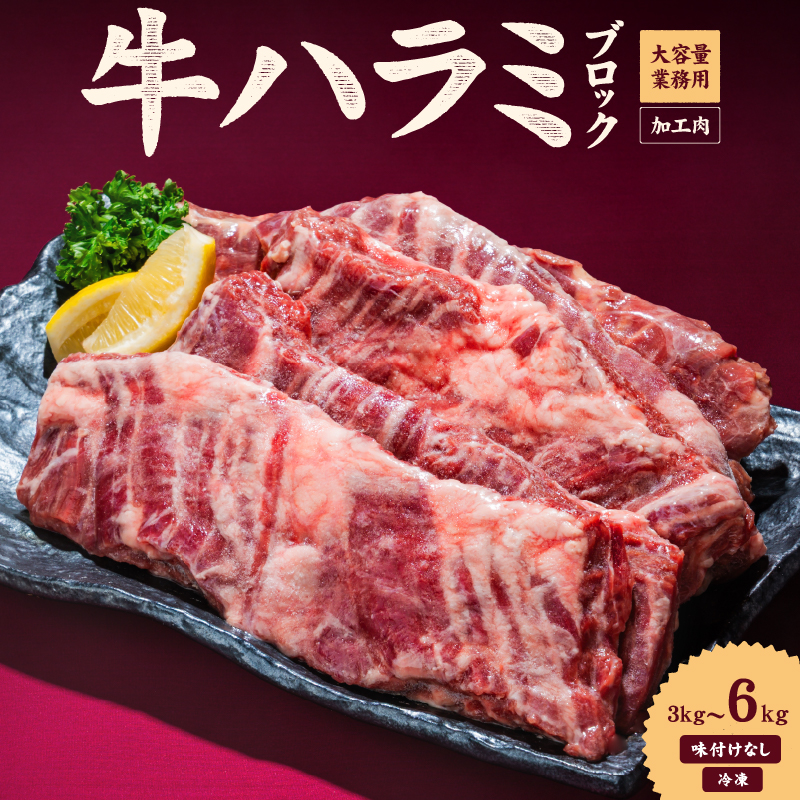 牛ハラミ ブロック 3kg / 6kg タンブリング加工 牛ハラミ はらみ 牛肉 肉 個包装 冷凍 焼肉 焼き肉 BBQ バーベキュー ステーキ 丼物 簡単調理 炒め物 家庭用 業務用 人気 お取り寄せ 愛媛県 松山市