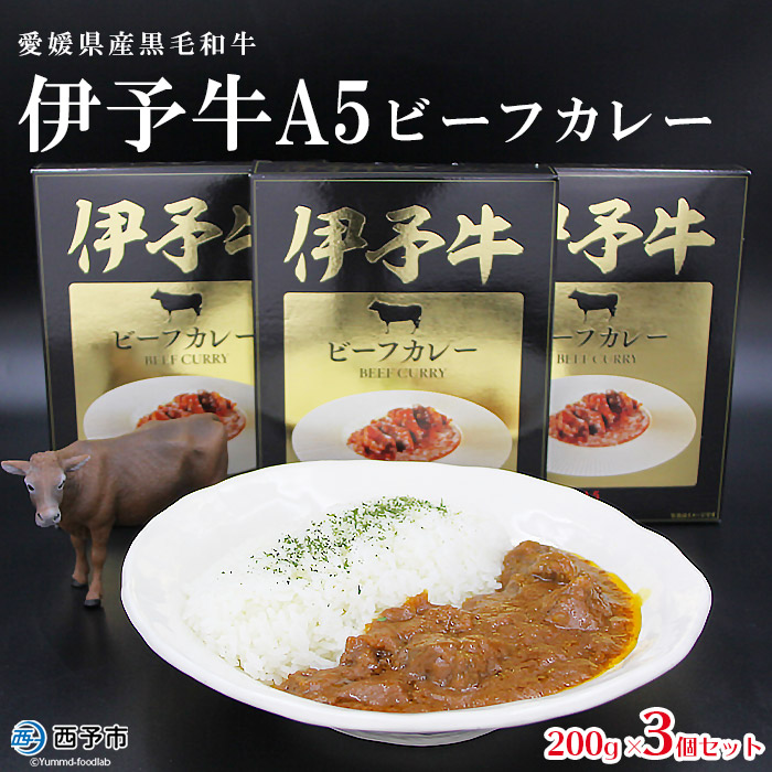 ご当地カレー＜伊予牛A5ビーフカレー 3個＞レトルト食品 惣菜 加工品 キャンプ 夜食 保存食 非常食 防災 備蓄 長期保存 ローリングストック アール・シー・フードパック 特産品 愛媛県 西予市