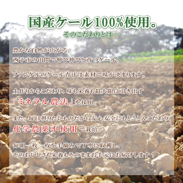＜ファンケル 西予市産 濃縮野菜 900g (30g×15袋×2) ＞ 青汁 飲料 飲み物 お料理 小分け ケール 国産 新鮮 濃縮 ミネラル農法 化学農薬不使用