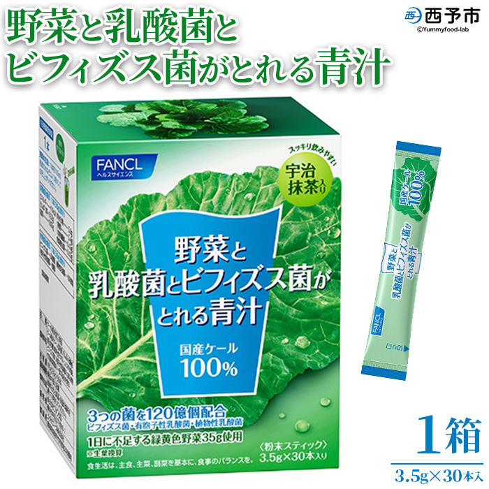 ＜野菜と乳酸菌とビフィズス菌がとれる青汁 1箱（3.5g×30本入）＞ ケール 粉末 スティック 溶けやすい すっきり 濃縮 無糖 化学農薬不使用