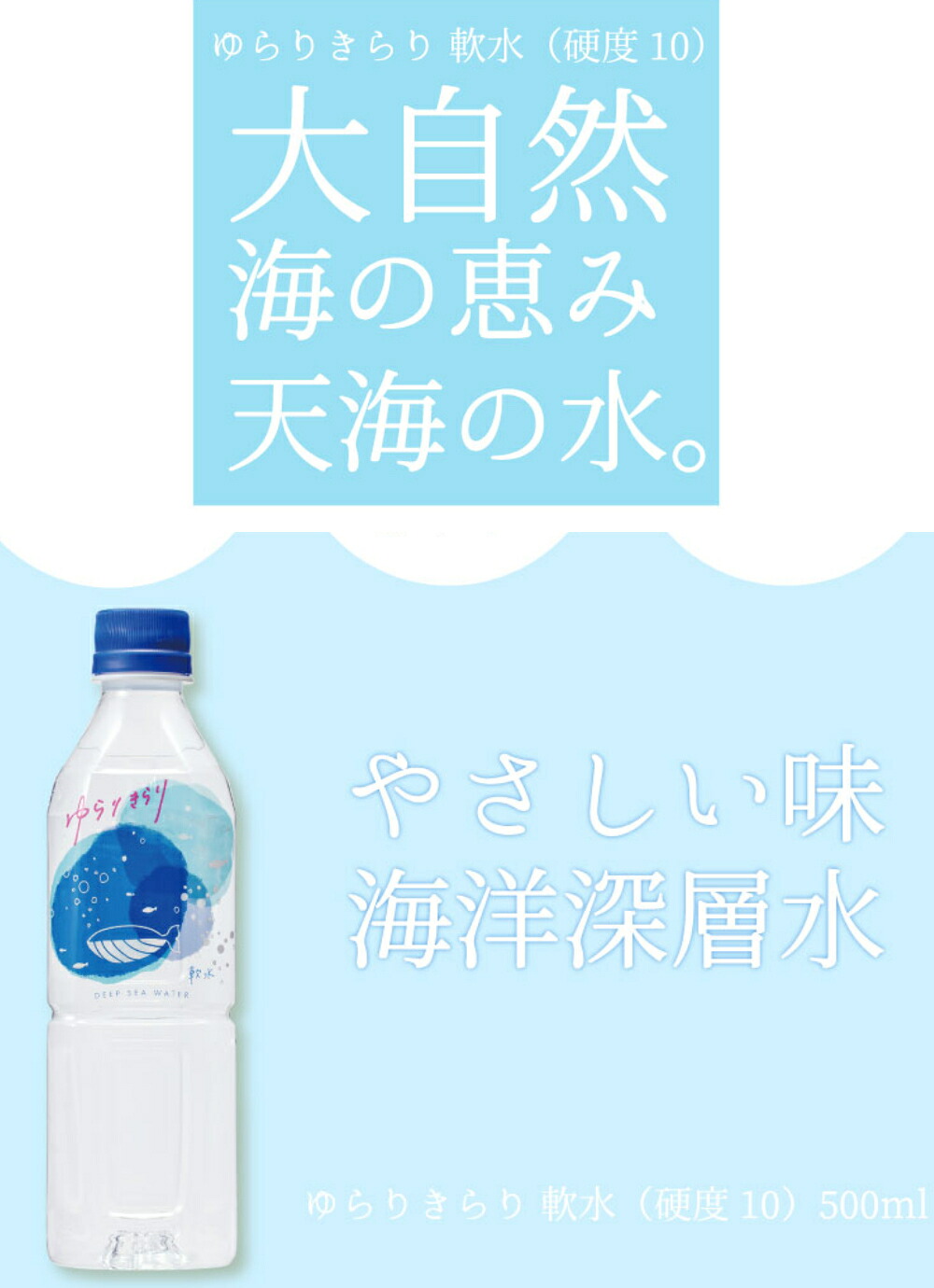ゆらりきらり ミネラルウォーター 500ml 24本 セット 天然水 国産 飲料 水 軟水 備蓄 防災 保存水 非常用 常備水 ケース 大容量 家庭用 オフィス用 日常使い 冷暗所保管 高知県室戸市