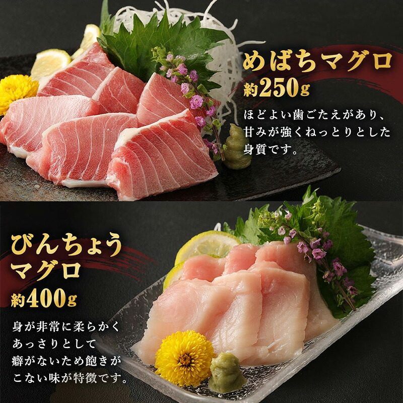 船元が直送! 厳選 天然 マグロ 2種 650g以上 | メバチ鮪250g ビンチョウ鮪400g 目鉢 鬢長 セット まぐろ 食べ比べ めばちまぐろ びんちょうまぐろ 訳あり 刺身 高知県 室戸市 ge001